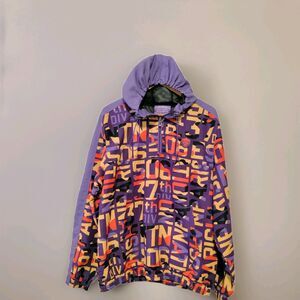 Parish Nation Men's Zip Up Colorful Hip Hop Hoodie Sz Lg Raincoat Pullover Retro